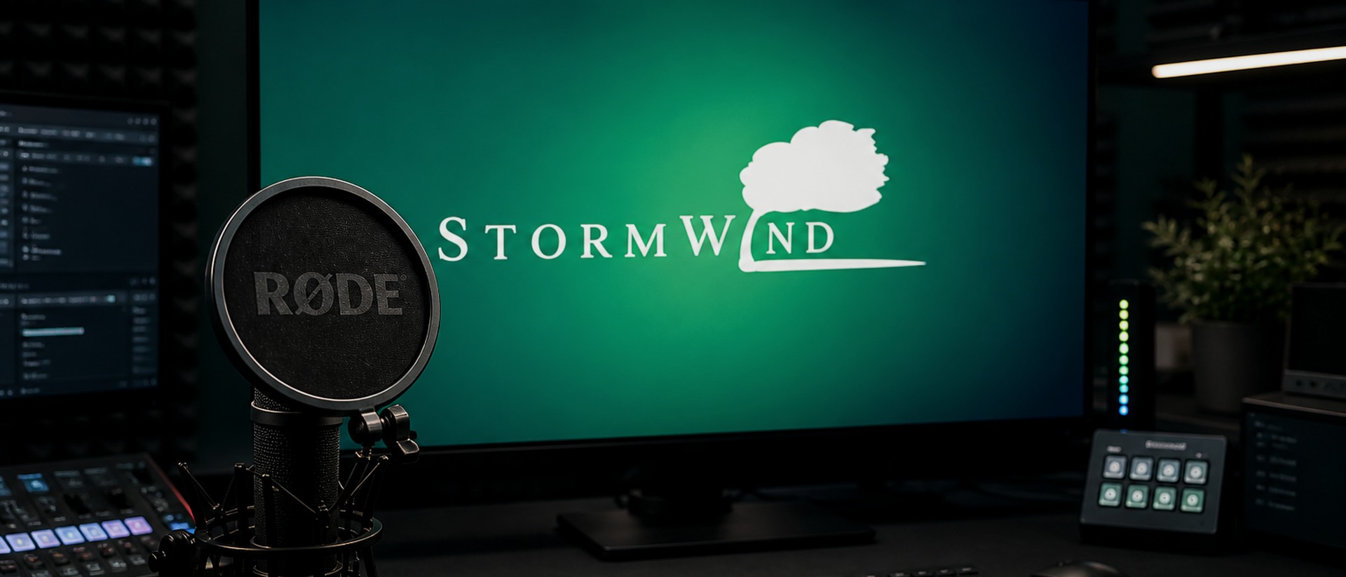 StormWind studio monitor and microphone
